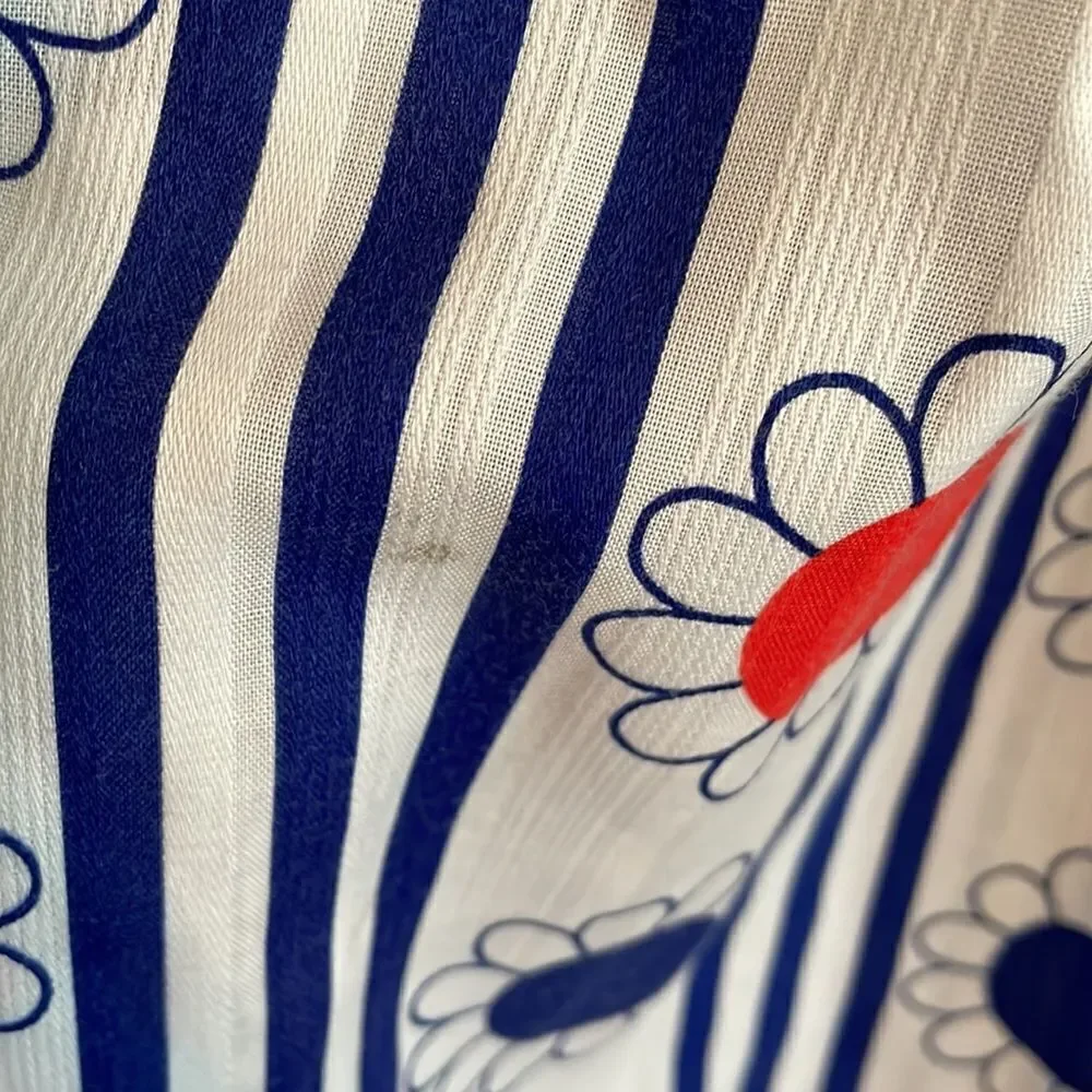 Vtg 60s/70s Youngland‎ preteen red, white & blue flower power maxi dress